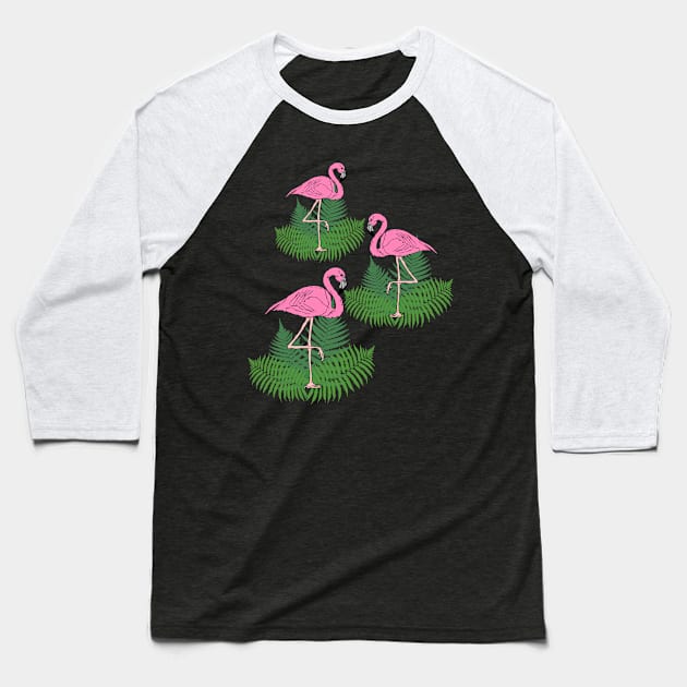 Pink Flamingos Baseball T-Shirt by Mila46